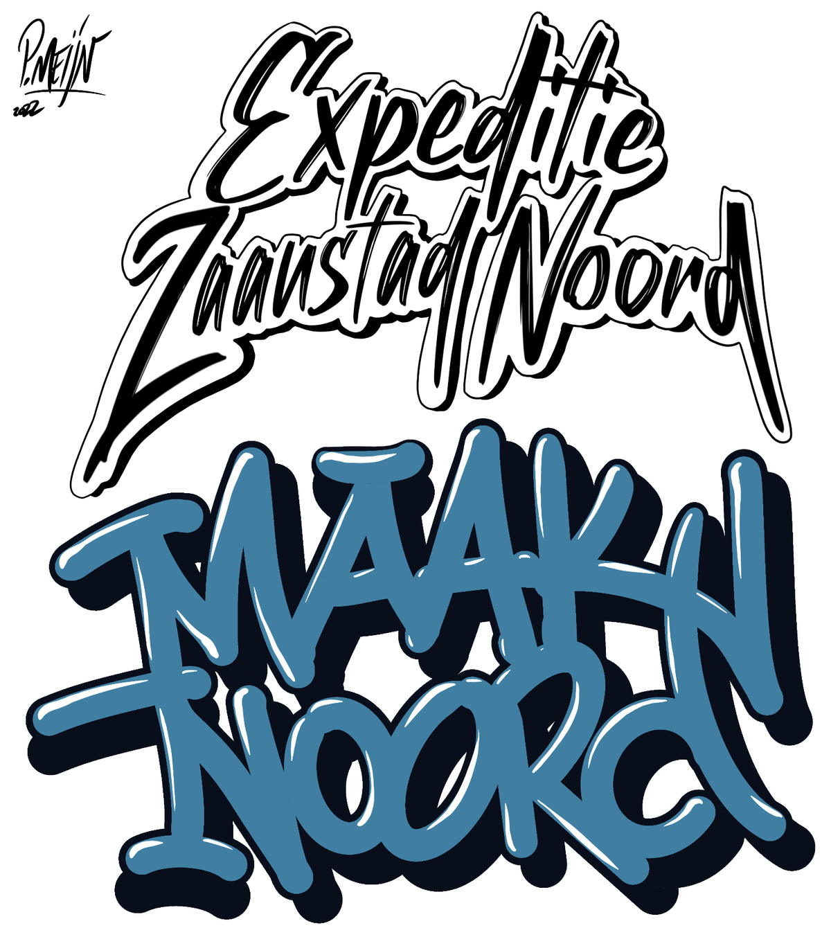 : graffitikunstenaar Peter Meijn maakte een ontwerp voor het logo van Expeditie Zaanstad Noord